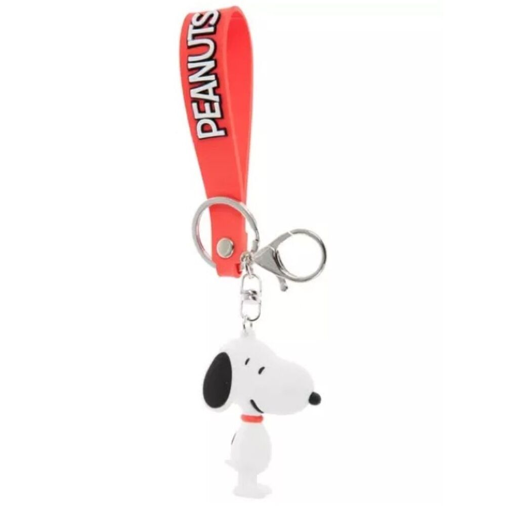 New Peanuts Snoopy Dog Keychain with Red Strap